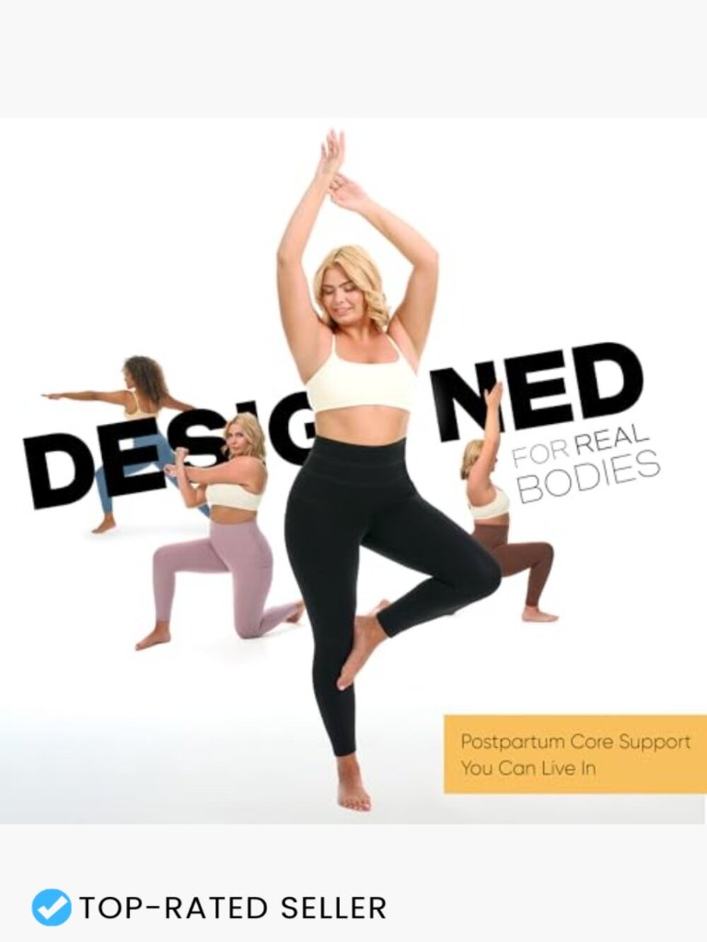 High Waisted Tummy Control Leggings with Pockets - No Roll Down Band - Yoga - Picture 6 of 7
